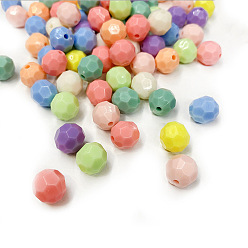 Couleur Mélangete Perles acryliques opaques, facettes ( 32 facettes ), ronde, couleur mixte, 8mm, Trou: 2mm