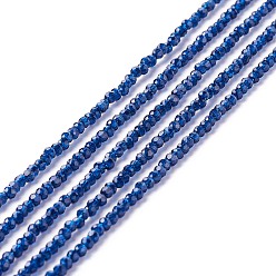 Midnight Blue Transparent Glass Beads Strands, Faceted, Round, Midnight Blue, 2mm, Hole: 0.6mm, about 182~201pcs/strand, 14.57~15.24 inch((37~38.7cm)