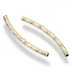 Настоящее золото 18K Латунные трубки изогнутой бисера, изогнутые трубочки бусины лапши, фантазии вырезать, без никеля , реальный 18 k позолоченный, 30x2 мм, отверстие : 1.2 мм