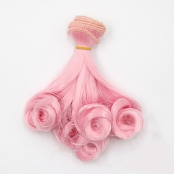 Pink Pelo largo de la peluca de la muñeca del peinado de la permanente de la pera de la fibra de alta temperatura, para diy girl bjd makings accesorios, rosa, 5.91~39.37 pulgada (15~100 cm)