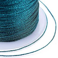 Темный Голубой Полиэфирная плетеная металлическая нить, для изготовления и вышивки плетеных браслетов своими руками, темные голубые, 0.4 мм, 6 -ply, около 54.68 ярдов (50 м) / рулон