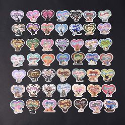 Mixed Color 49Pcs Cat and Dog PVC Self Adhesive Stickers Set, Waterproof Heart Shaped Decals for Water Bottles, Laptop, Luggage, Cup, Computer, Mobile Phone, Skateboard, Guitar, Mixed Color, 49~53x52~55x0.1mm