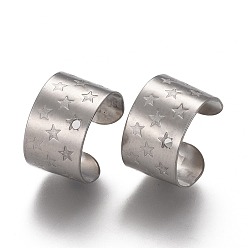 Stainless Steel Color 304 Stainless Steel Ear Cuff Findings, with Star Pattern, Stainless Steel Color, 11x10x7mm, Hole: 0.9mm