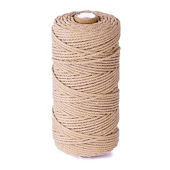 Blanched Almond 100M Round Cotton Braided Cord, for DIY Handmade Tassel Embroidery Craft, Blanched Almond, 3mm, about 109.36 Yards(100m)/Roll
