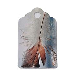 Feather Paper Gift Tags, Hang Tags, for Jewelry Display, Arts and Crafts, Wedding, Rectangle, Colorful, Feather Pattern, 5x3x0.02cm, Hole: 5mm, 100pcs/bag
