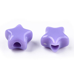 Lilac Opaque Acrylic Beads, Star, Lilac, 9x9.5x5.5mm, Hole: 2.5mm, about 2050pcs/500g