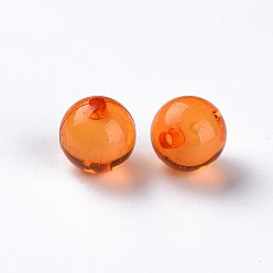 Orange Transparent Acrylic Beads, Bead in Bead, Round, Orange, 11.5x11mm, Hole: 2mm, about 520pcs/500g