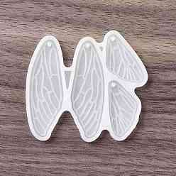 Blanco Moldes de silicona para colgantes de alas de mariposa., moldes de resina, para resina uv, fabricación de joyas de resina epoxi, blanco, 52x61x4 mm, agujero: 2 mm, diámetro interior: 14x28.5 mm y 17x48.5 mm