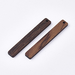 SillínMarrón Grandes colgantes de madera de nogal sin teñir, rectángulo / barra, saddle brown, 52x7.5x3 mm, agujero: 1.6 mm