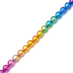 Rainbow Plated Electroplate Synthetic Non-magnetic Hematite Beads Strands, Round, Rainbow Plated, 10.5x10mm, Hole: 1mm, about 40pcs/strand, 15.98 inch(40.6cm)