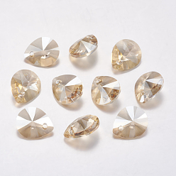 Golden Shadow Faceted K9 Glass Rhinestone Charms, Imitation Austrian Crystal, Drop, Golden Shadow, 8x6x4mm, Hole: 1mm
