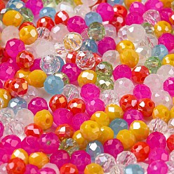 Color mezclado Perlas de vidrio, facetados, Rondana plana, color mezclado, 8x6 mm, agujero: 1 mm, Sobre 1210 unidades / 500 g