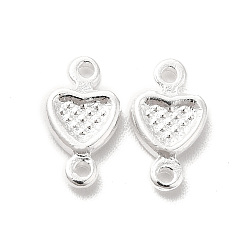925 Sterling Silver Plated Brass Connector Charms, Cadmium Free & Lead Free, Long-Lasting Plated, Heart Links, 925 Sterling Silver Plated, 10x5.5x1.5mm, Hole: 1mm