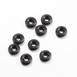 Black Rubber O Rings, Donut Spacer Beads, Fit European Clip Stopper Beads, Black, 2mm