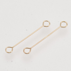 Light Gold Iron Eye Pins, Cadmium Free & Lead Free, Double Sided Eye Pins, Light Gold, 20x0.4mm, Hole: 1.8mm, Head: 3mm