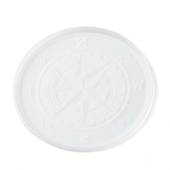 White DIY Cup Mat Silicone Molds, Resin Casting Molds, For UV Resin, Epoxy Resin Craft Making, Compass, White, 163x9mm