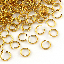 Золотистый Алюминиевая проволока открыты кольца прыжок, золотые, 20 датчик, 6x0.8 мм, Внутренний диаметр: 5 мм, о 43000 шт / 1000 г