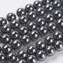 Black Non-Magnetic Synthetic Hematite Beads, AA Grade Round Beads, Black, 12mm, Hole: 0.8mm, about 34pcs/strand