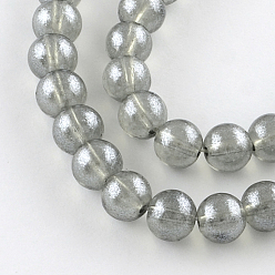 Gray Transparent Spray Painted Glass Bead Strands, Round, Gray, 8mm, Hole: 1.3~1.6mm, about 104pcs/strand, 32.7 inch