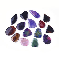 Mixed Color Natural Agate Pendants, Dyed & Heated, Mixed Shapes, Mixed Color, 38.5~60.5x25.5~40.5x4.5~6.5mm, Hole: 1.5~2mm