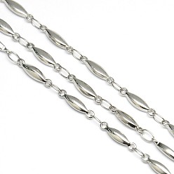 Stainless Steel Color Stainless Steel Decorative Rice Link Chains, Unwelded, Stainless Steel Color, 11x2.5x2mm