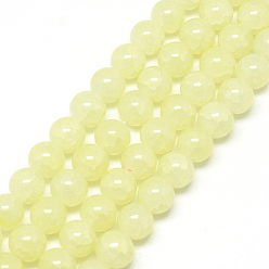 Beige Baking Painted Crackle Glass Bead Strands, Round, Beige, 6mm, Hole: 1.3~1.6mm, about 133pcs/strand, 31.4 inch