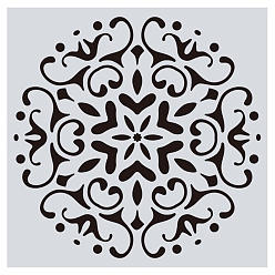 Blanco Patrón de flores ecológico mascota plástico hueco pintura silueta plantilla, plantilla de dibujo de bricolaje plantillas de graffiti, plaza, blanco, 15x15 cm