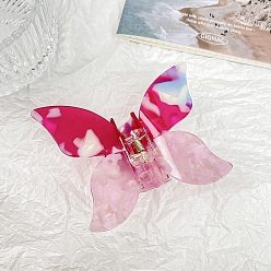 Cerise Butterfly Cellulose Acetate Large Claw Hair Clips, for Women Girl Thick Hair, Cerise, 75x100mm