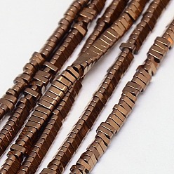 Copper Plated Electroplate Non-magnetic Synthetic Hematite Beads Strands, Triangle, Grade A, Copper Plated, 3x3x1mm, Hole: 1mm, about 400pcs/strand, 16 inch