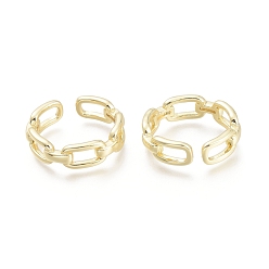 Real 18K Gold Plated Brass Cuff Rings, Open Rings, Cable Chain Shape, Real 18K Gold Plated, Size 7, Inner Diameter: 17mm