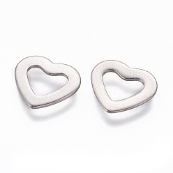Stainless Steel Color 201 Stainless Steel Linking Rings, Heart, Stainless Steel Color, 11x10x1mm