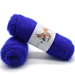 Bleu 75g fils de polyester, fils mohair écureuil, fil à crocheter pour pull d'hiver, chapeau, écharpe, bleu, 3mm
