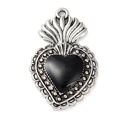 Сердце Подвески из эмали и сплава, античное серебро, святое сердце, 35x21.5x4 мм, отверстие : 2 мм