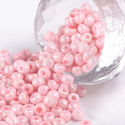 Pink Бисер из стекла , непрозрачные семян цветов, маленькие бусины для изготовления ювелирных изделий, круглые, розовые, 2 мм, отверстие: 1 мм, Около 30000 шт / фунт