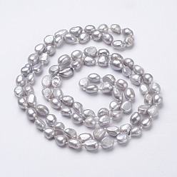 Silver Natural Pearl Beaded Necklaces, Silver,  46.4 inch~47.2 inch(1180mm~1200mm)