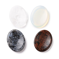 Mixed Stone Oval Natural & Synthetic Mixed Gemstone Thumb Worry Stone for Anxiety Therapy, Massage Tool, 45.5x35.5x8.5mm