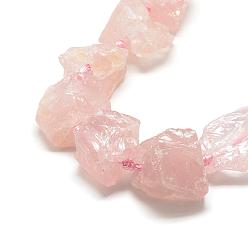 Quartz Rose Naturel a augmenté perles de quartz brins, nuggets, 17~30x15~31x15~31mm, Trou: 1mm, Environ 16~21 pcs/chapelet, 15.7 pouce