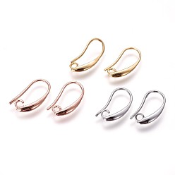 Mixed Color Brass Earring Hooks, with Horizontal Loop, Mixed Color, 18.5x9.5x2mm, Hole: 2mm, 20 Gauge, Pin: 0.8mm