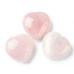 Cuarzo Rosa Piedra de amor de corazón de cuarzo rosa natural, piedra de palma de bolsillo para el equilibrio de reiki, 44.5~45x45~46x20.5~21 mm
