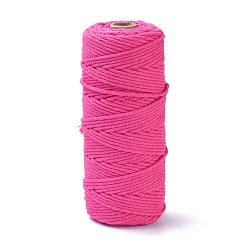 Deep Pink Cotton String Threads, for DIY Crafts, Gift Wrapping and Jewelry Making, Deep Pink, 3mm, about 109.36 Yards(100m)/Roll