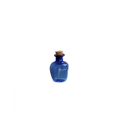 Azul de Medianoche Botellas de deseos vacías de vidrio en miniatura, con tapón de corcho, accesorios de casa de muñecas micro jardín paisajístico, accesorios de fotografía decoraciones, azul medianoche, 20x27 mm