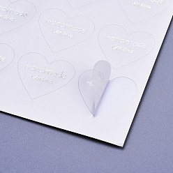 White Valentine's Day Sealing Stickers, Label Paster Picture Stickers, for Gift Packaging, Heart with Word Handmade with Love, White, 28x32mm