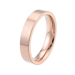 Oro Rosa 201 anillo liso de acero inoxidable para mujer, oro rosa, diámetro interior: 17 mm
