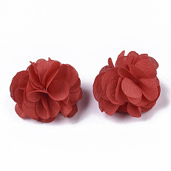 Red Polyester Fabric Flowers, for DIY Headbands Flower Accessories Wedding Hair Accessories for Girls Women, Red, 34mm