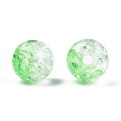 Vert Clair Transparent perles acryliques craquelés, imitation peau de léopard, ronde, vert clair, 10x9mm, Trou: 2mm, environ920 pcs / 500 g