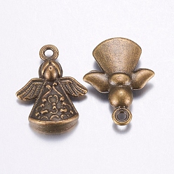 Antique Bronze Tibetan Style Alloy Angel Pendants, Lead Free and Cadmium Free, Antique Bronze, 22x16.5x5.5mm, Hole: 2mm