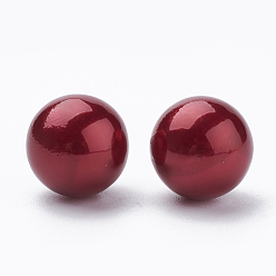 Brique Rouge Perles d'imitation en plastique écologique, haut lustre, Grade a, ronde, firebrick, 40mm, Trou: 3.8mm