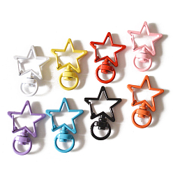 Mixed Color Spray Painted Alloy Swivel Snap Hooks Clasps, Star, Mixed Color, 3.4cm