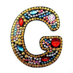 Letter G DIY Colorful Initial Letter Keychain Diamond Painting Kits, Including Acrylic Board, Bead Chain, Clasps, Resin Rhinestones, Pen, Tray & Glue Clay, Letter.G, 60x50mm