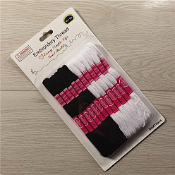 Negro 12 ovillos 2 colores 6 hilo de bordar de polialgodón (algodón poliéster), hilos de punto de cruz, negro, 0.8 mm, 8m(8.74 yardas)/madeja